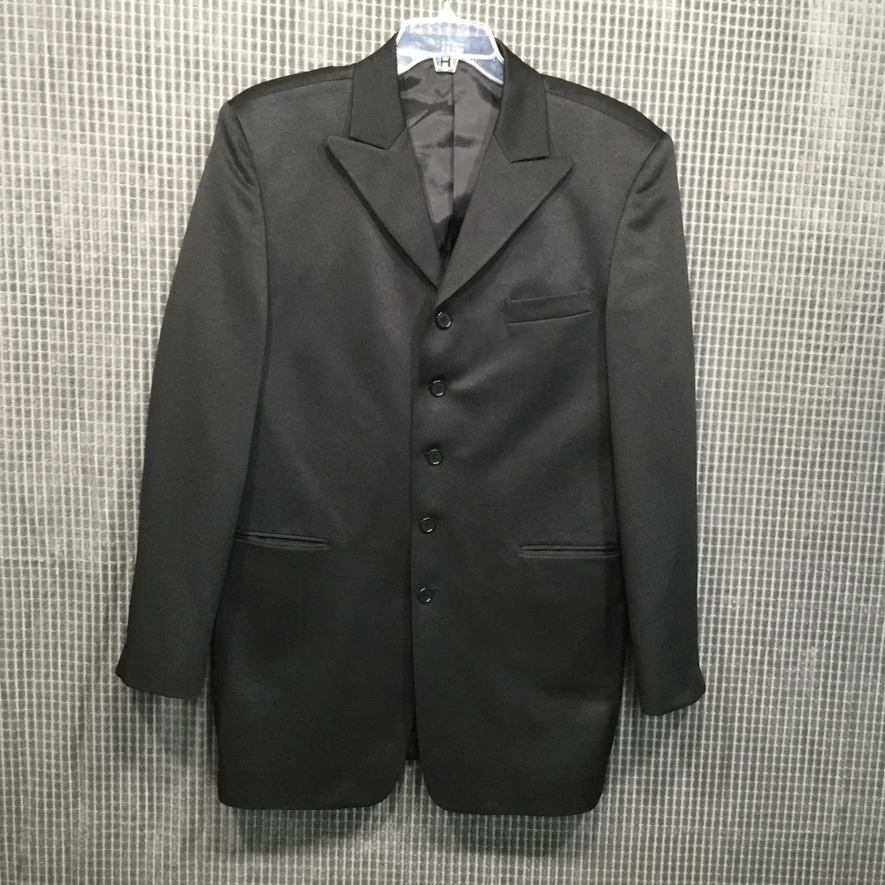 Gino Cappeli Mens Blazer 5-Button Formal Suit Jacket 46 Black